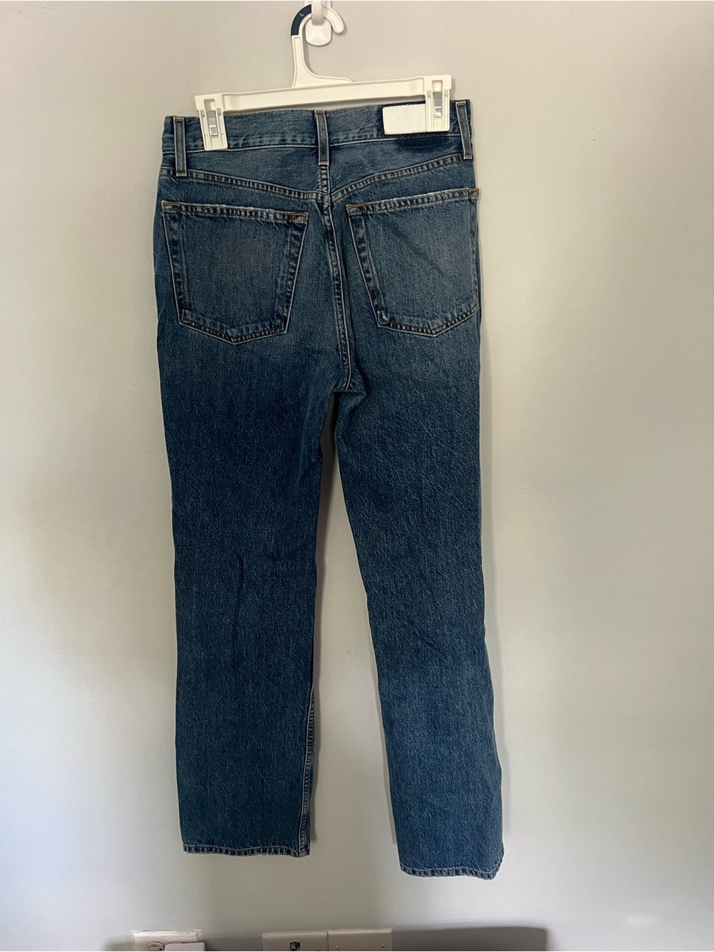 Re/done High-Waist Distressed Button-Fly Jeans - Medium Blue size 28 - Picture 4 of 10